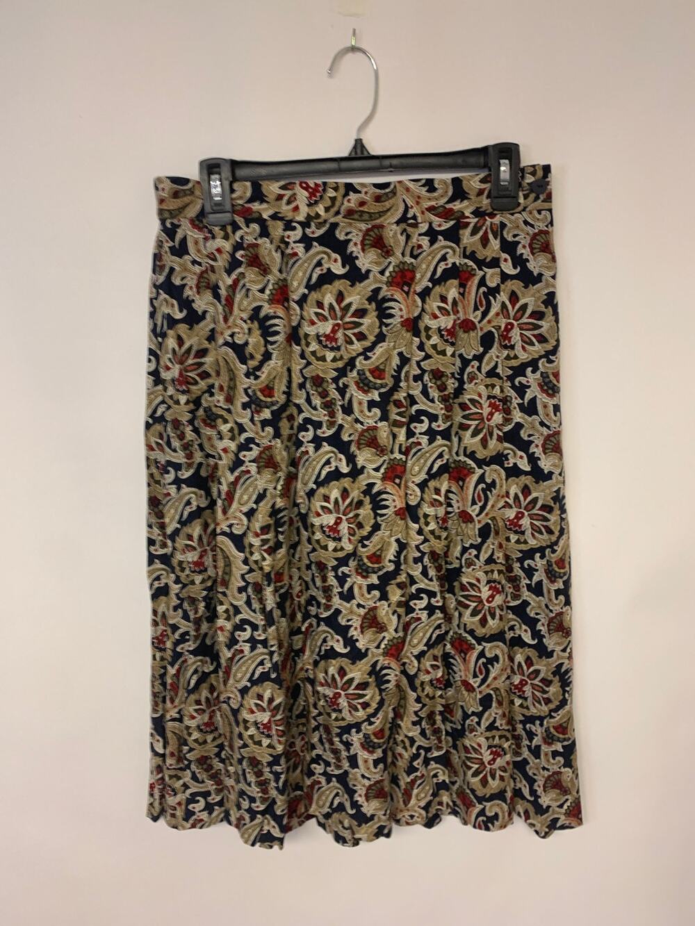 Talbots Skirt Vintage Modest Dark Paisley Pleated Whimsigoth Womens SZ 12